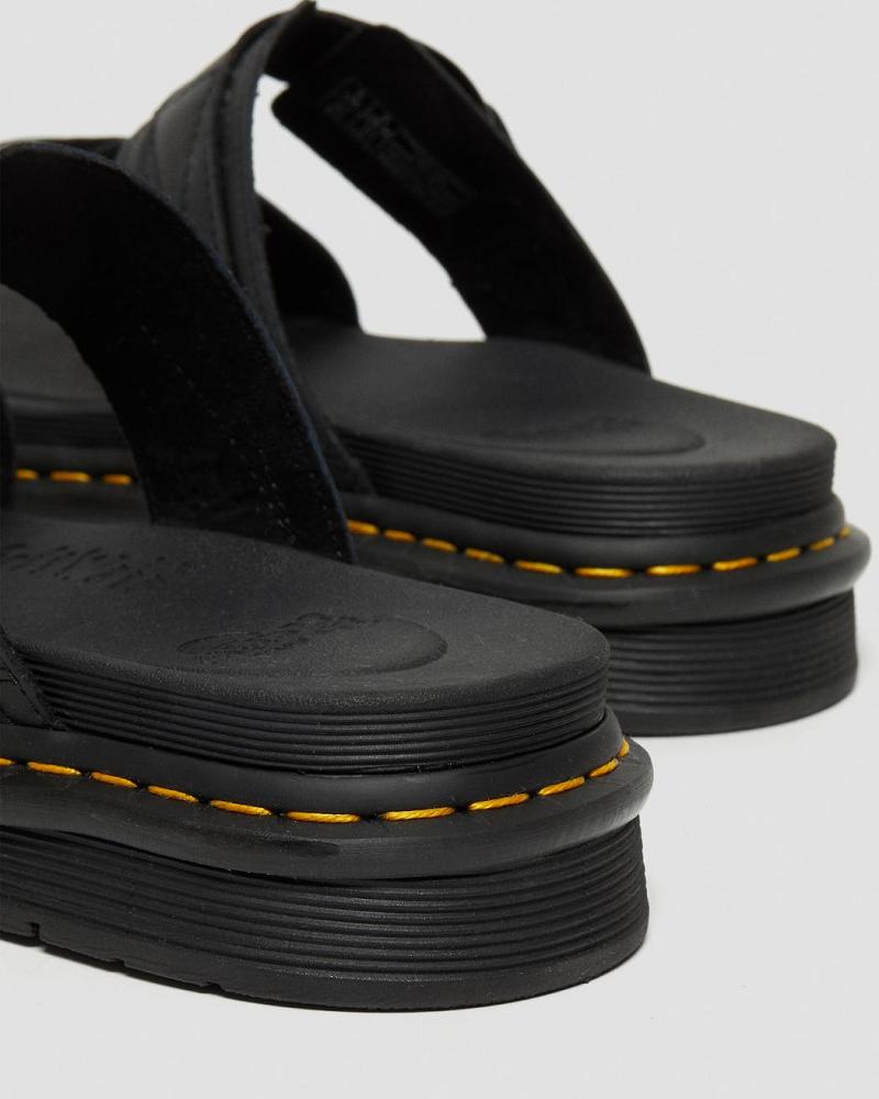 Black Women's Dr Martens Chilton Men's Leather Slide Sandals | CA 317ILH